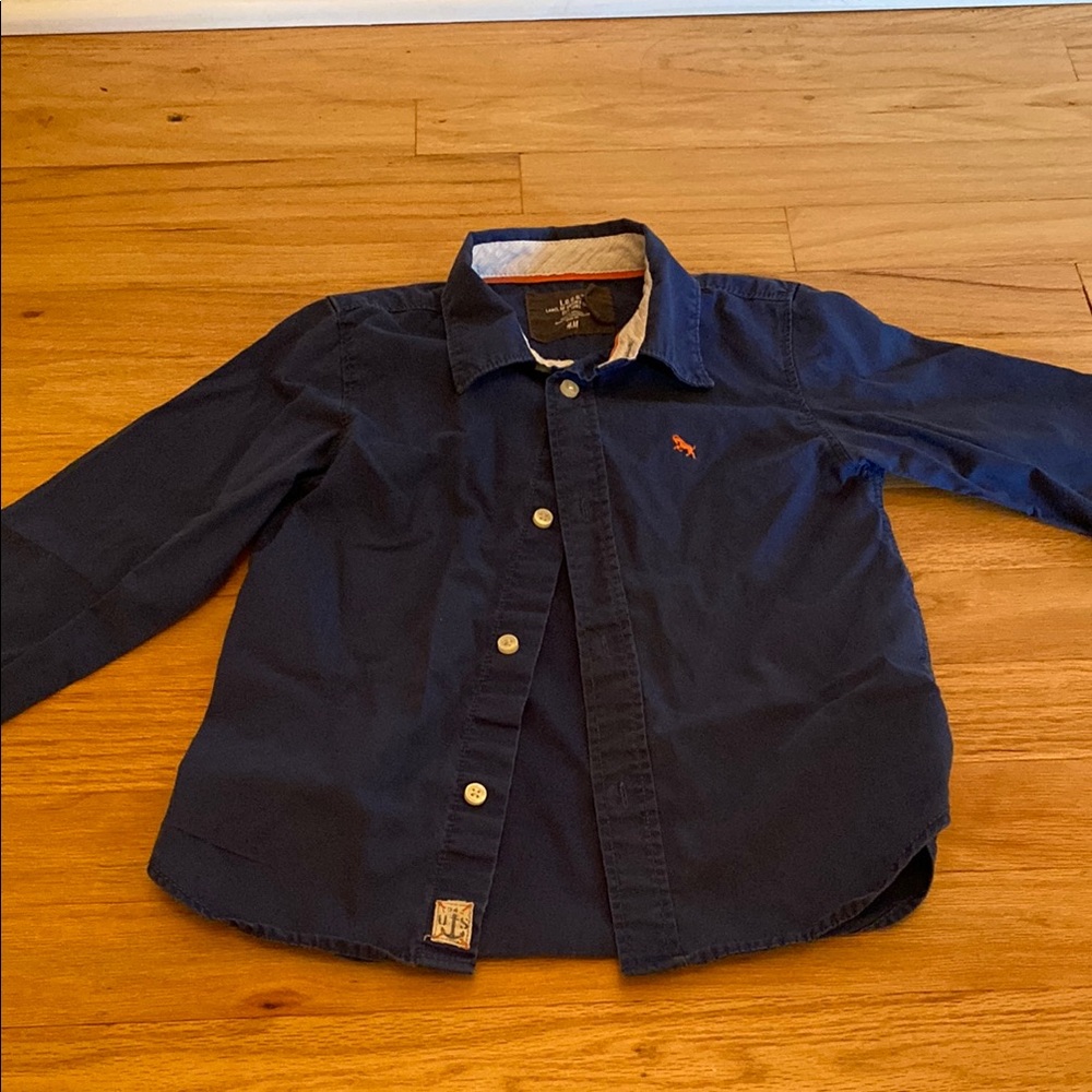Kids Navy Blue Button-Up Shirt